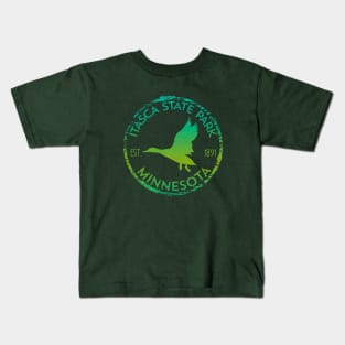 Itasca State Park Minnesota Birder's Flying Duck Waterfowl Birding Kids T-Shirt